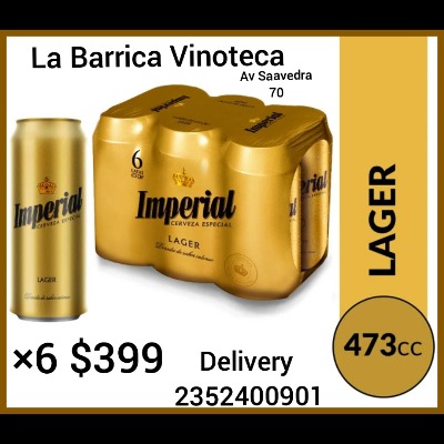 Cerveza Imperial Lager 473cc X 6 Unidades